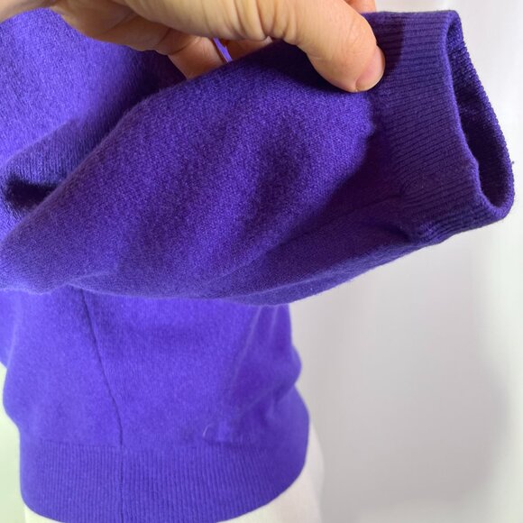 Vintage Fully Fashioned Minklam by Darlene Cropped Purple Cardigan Sweater Sz 38 - Picture 8 of 14